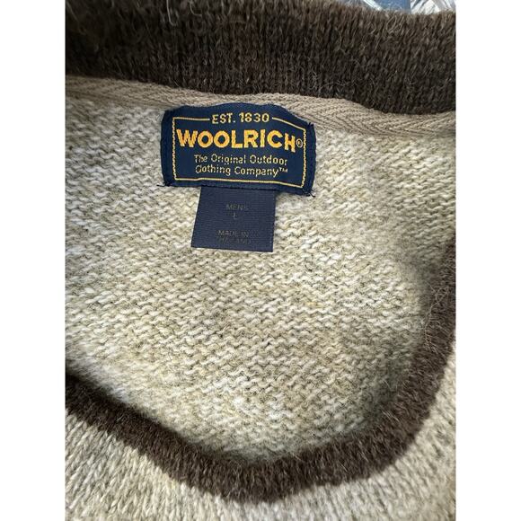 Vintage WOOLRICH Men’s Khaki Pullover Wool Blend Sweater Winter Size Large - Picture 3 of 8